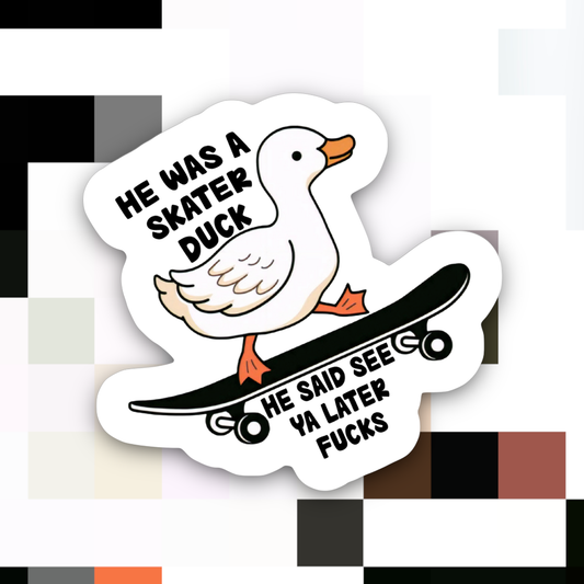 Pegatina de pato patinador