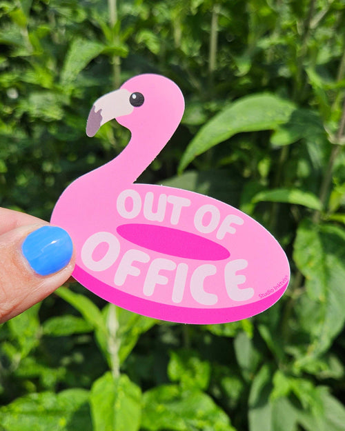 Autocollant Absent du Bureau Flamant Rose