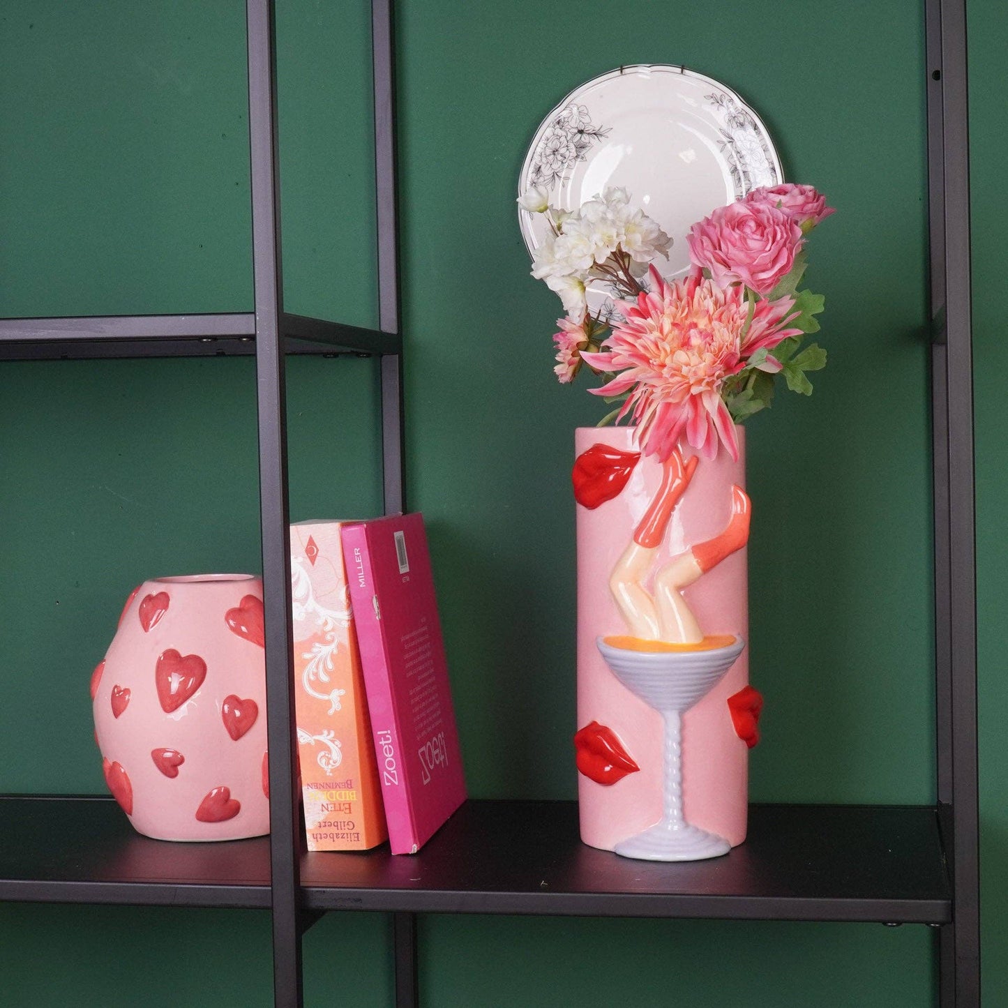 Flower Vase - Pornstar Martini Vase - Ceramic - Pink/Red - 14x12.5x28 cm