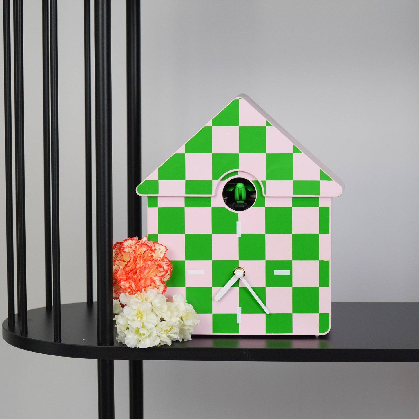 Clock - Cuckoo Wall Clock - Pattern - Green/Pink - 24x27x9cm
