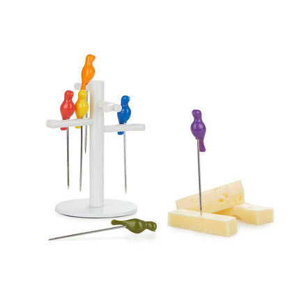 Garfo para snacks, Birdies, embalagem de 6 unidades, aço inoxidável/ABS