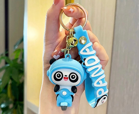 Porte Clés Panda Scooter Bleu