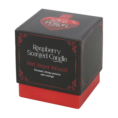 Bougie en cristaux Rouge Jaspe parfum framboise « Love Potion » pour la Saint-Valentin