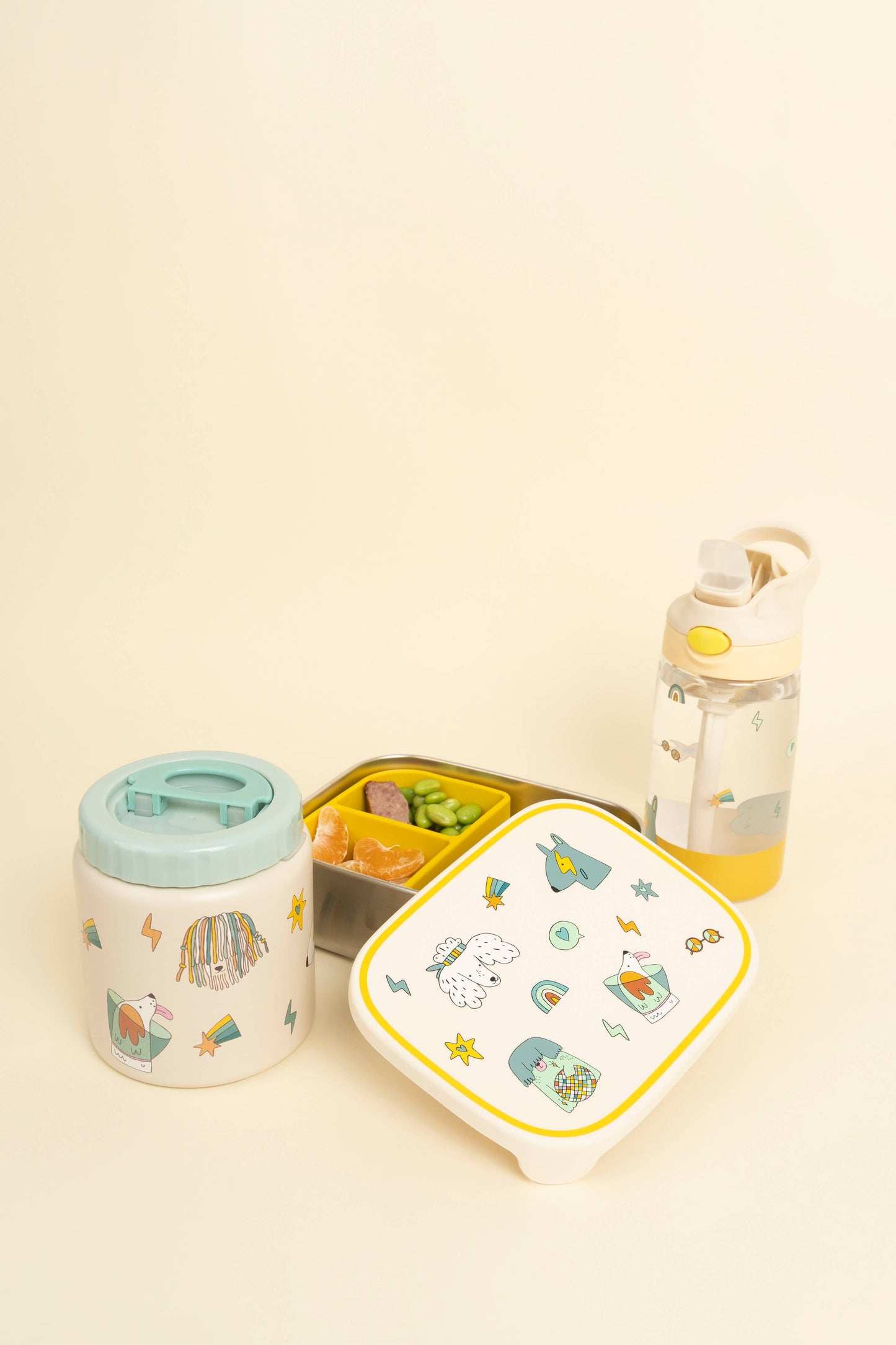 Botella de agua aislada de acero inoxidable para niños con divertido diseño de perro