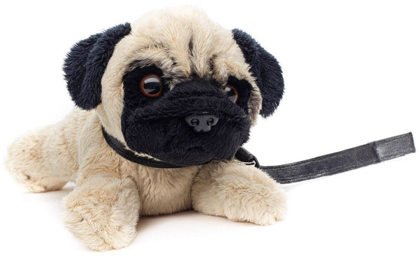 Peluche carlin (avec laisse), 21 cm (longueur), doudou ou peluche Uni Toys