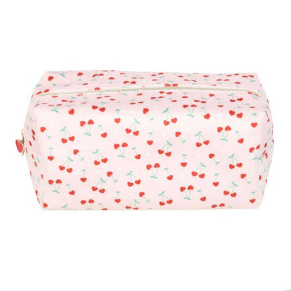 Heart-shaped cherry makeup bag