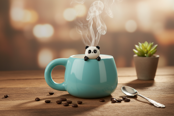 Mug with Panda Figurine "Pandastic"