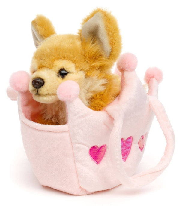 Chihuahua (marron) - avec sac de princesse - peluche Uni Toys