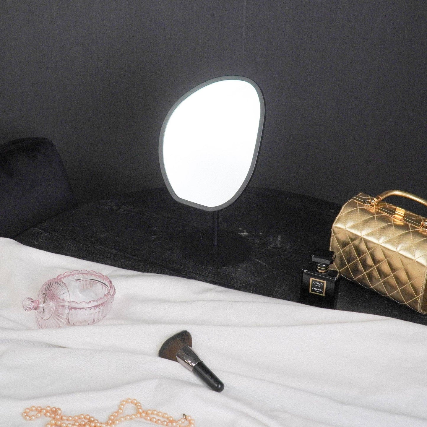 Mirror - Organic - Metal - Black - 16.5x12x31.5cm