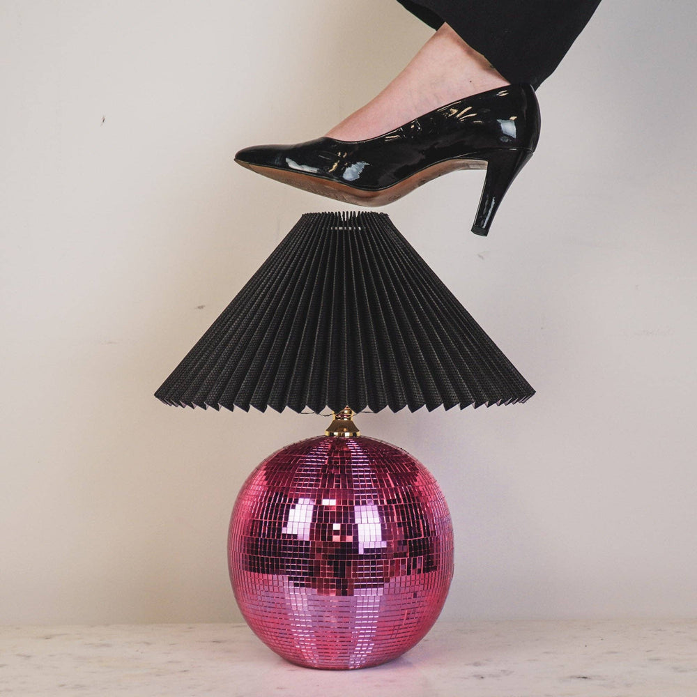 Lampe - Boule à Facettes - Verre - Rose - 20x20x20cm