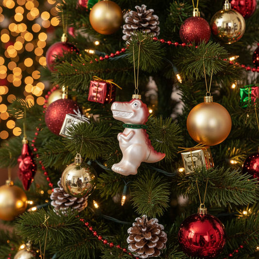 Bola navideña de dinosaurio blanco