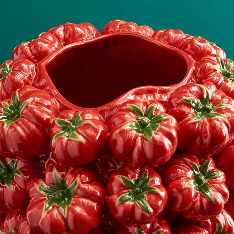 Jarrón Tomate, Gres Rojo, 33,5 x 32 x 33 cm Hecho a mano