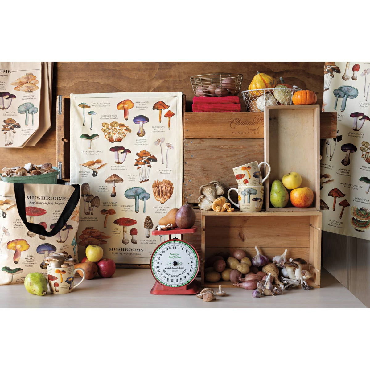 Theedoek met paddenstoelenpatroon van Now Designs