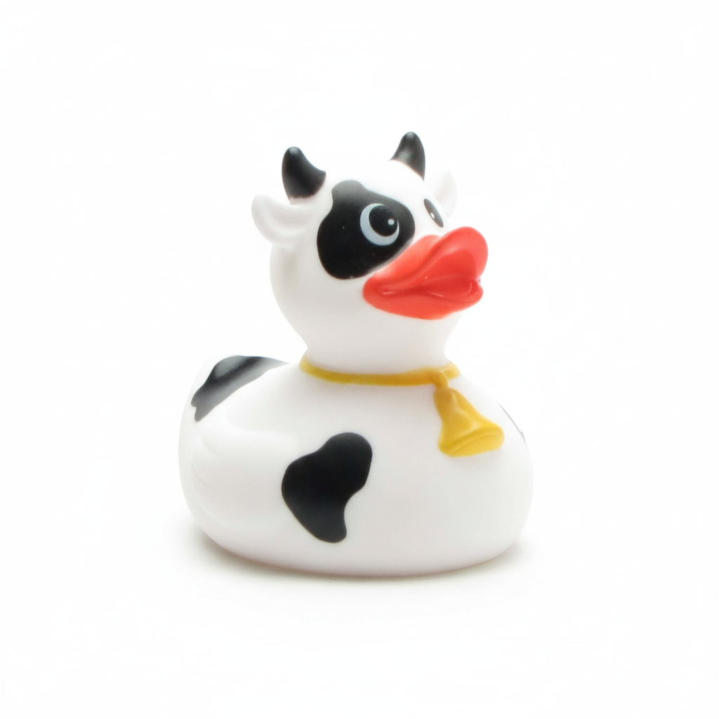 Black and white cow duck