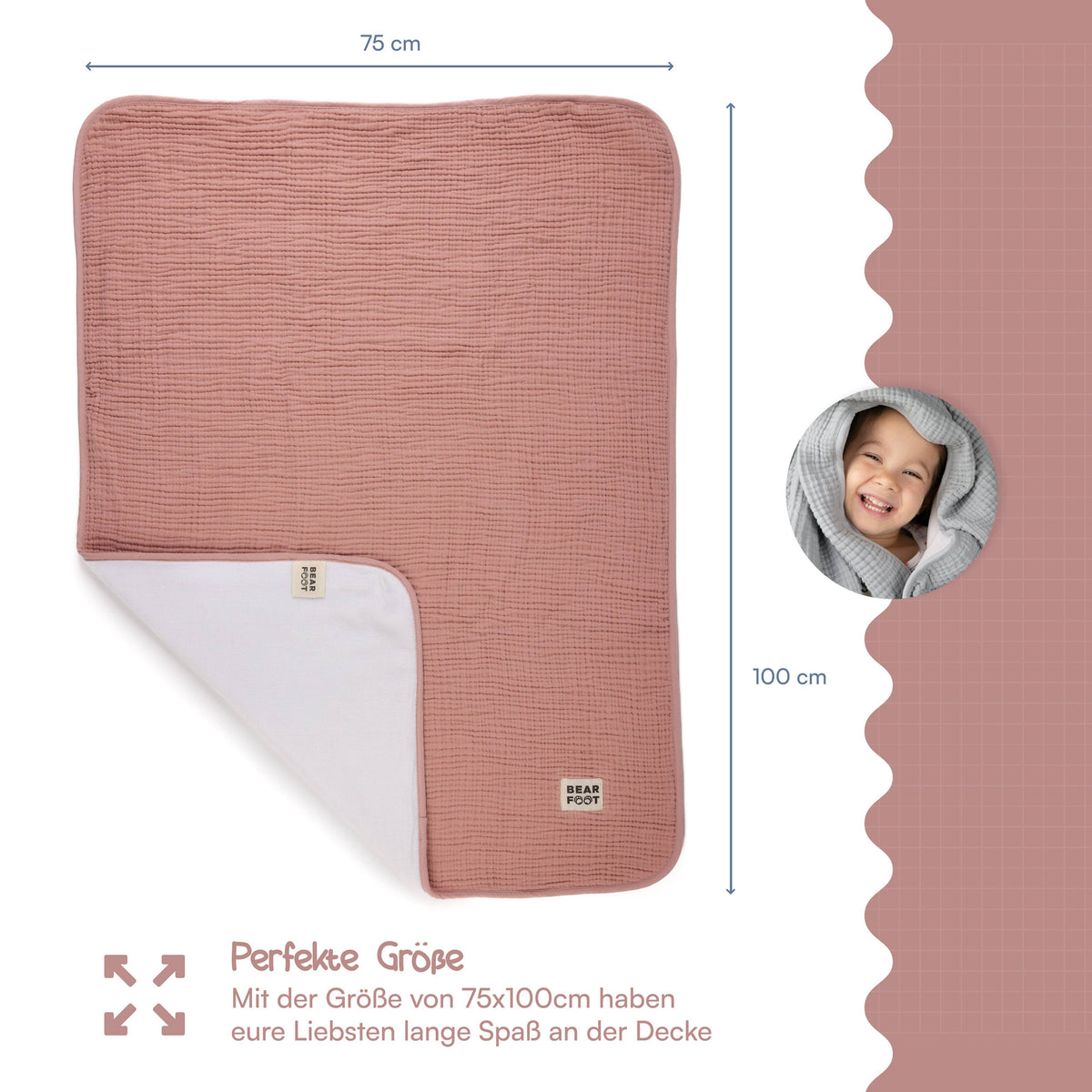 Babydecke Musselin Fleecedecke flauschig weich - rosa