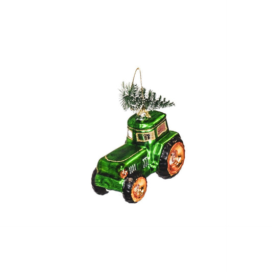 Green Tractor Christmas Bauble