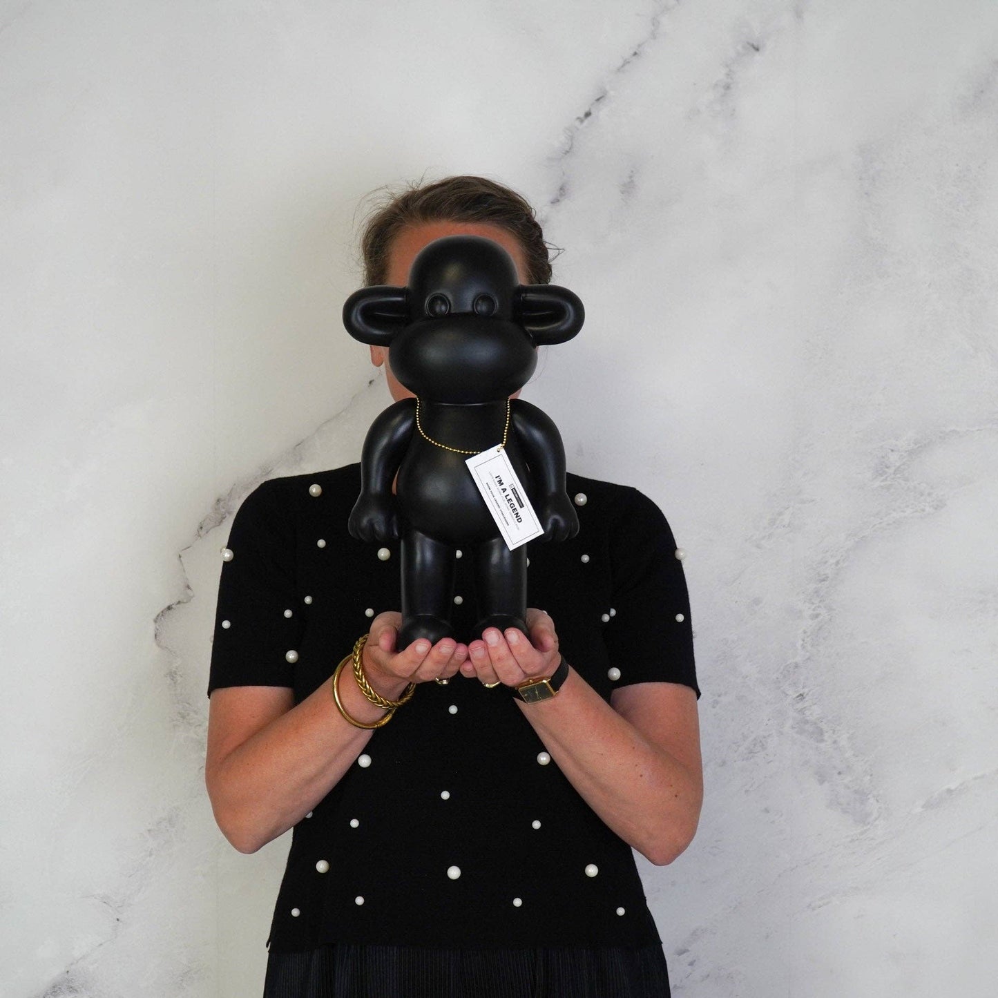 Ornament - Monkey Figurine 'The Legend' - Polyresin - Black - 20.5x13.5x35cm