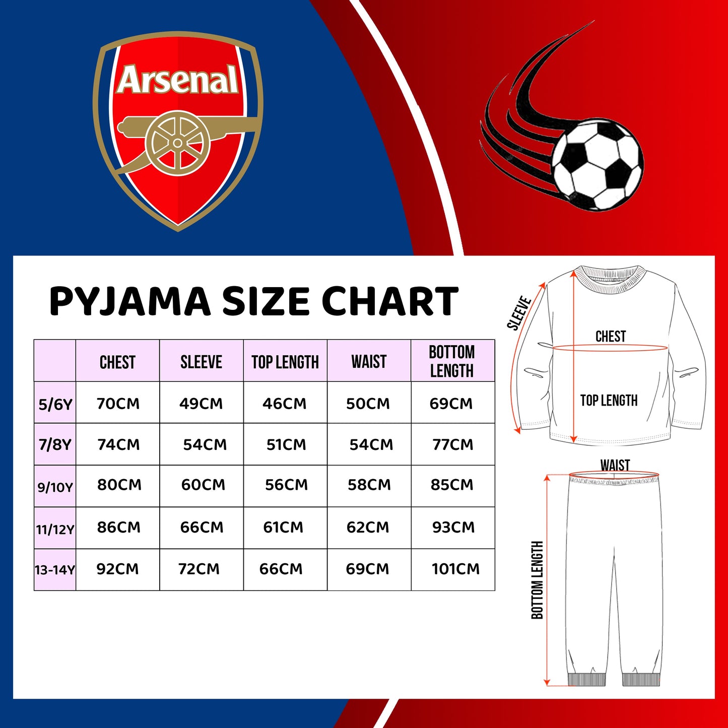 Arsenal F.C Pyjamas rouge