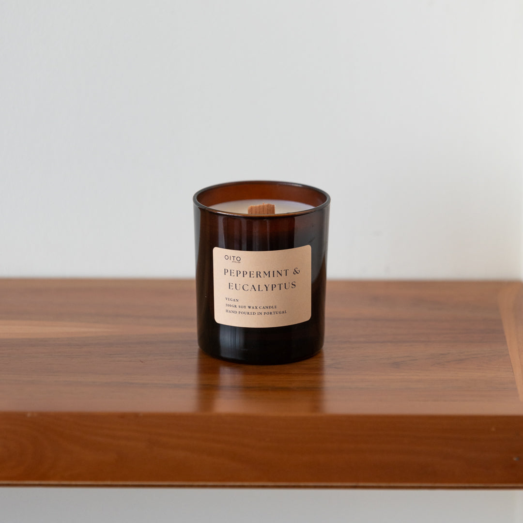Bougie Menthe poivrée & Eucalyptus – 50 h – Oito.Atelier
