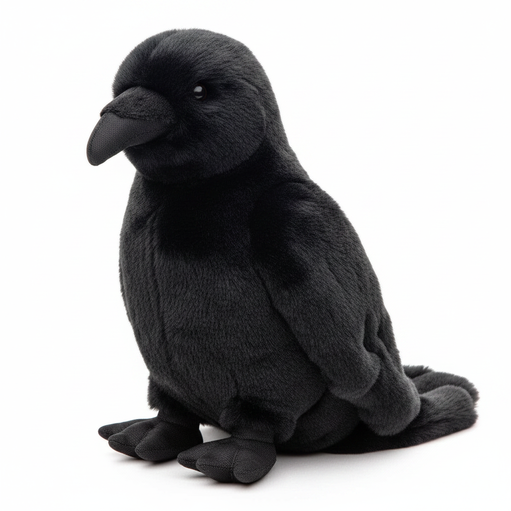 Zwarte kraai - 23 cm (hoogte) - knuffel/pluche