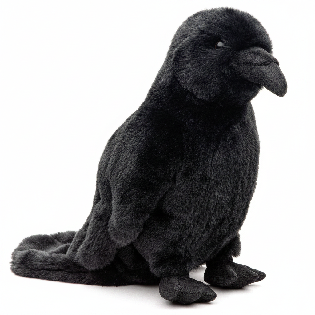 Zwarte kraai - 23 cm (hoogte) - knuffel/pluche