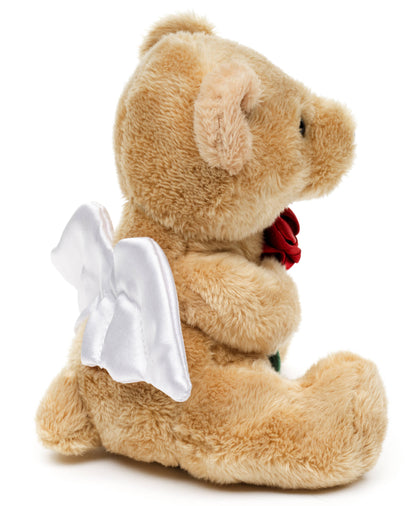 Peluche Nounours ange gardien avec rose rouge