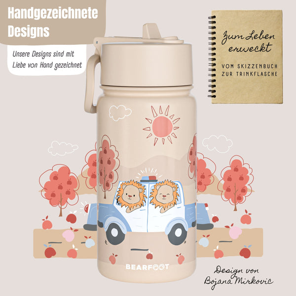 Thermo Kinder Trinkflasche Edelstahl - Polizei braun
