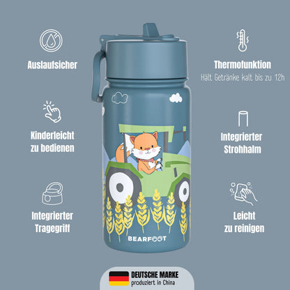 Thermo Kinder Trinkflasche Edelstahl - Traktor