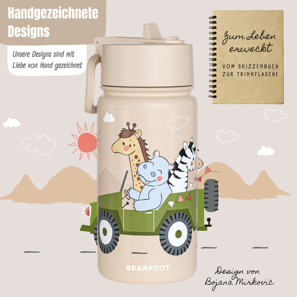 Thermo Kinder Trinkflasche Edelstahl - Safari braun