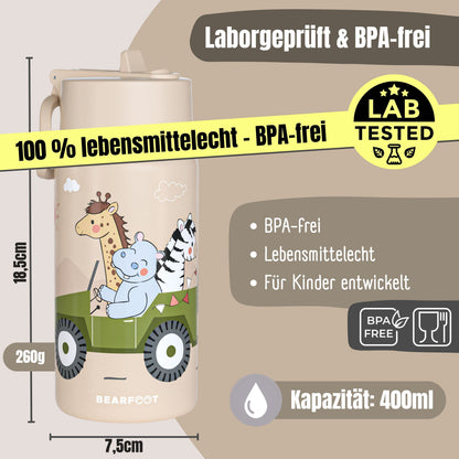 Thermo Kinder Trinkflasche Edelstahl - Safari braun