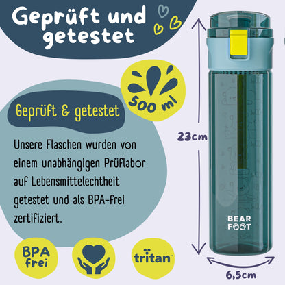 Kids' water bottle, 500ml, lightweight - Logo-blue