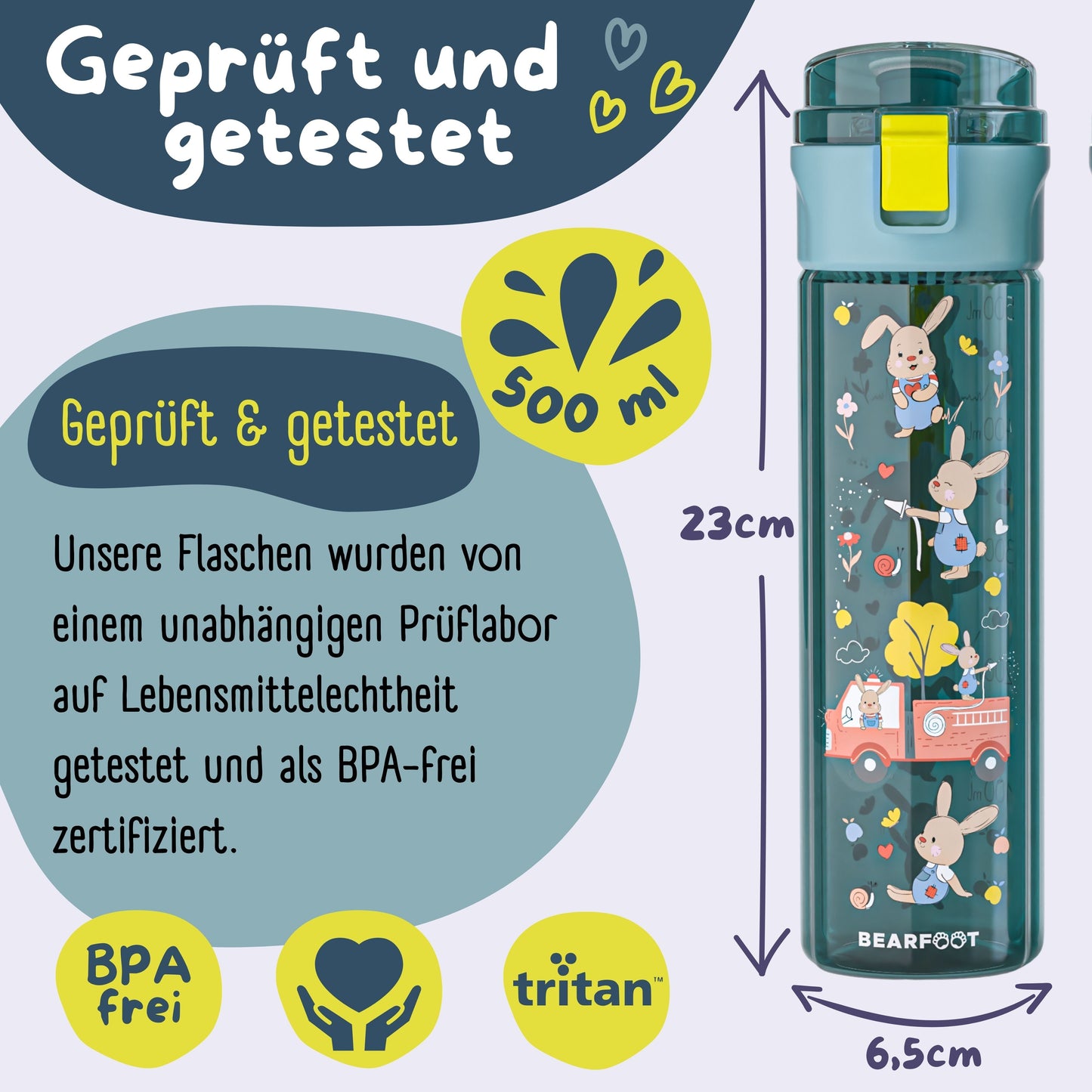 Trinkflasche Kinder, 500ml, leicht - Feuerwehr-blau