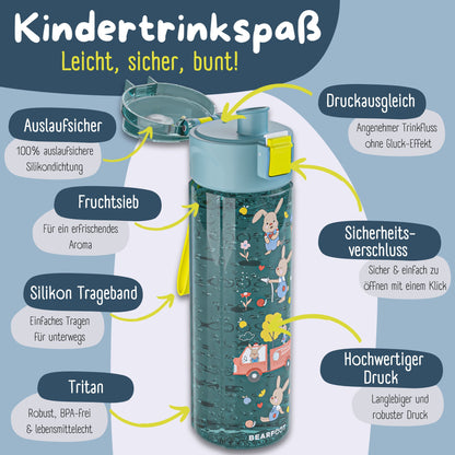 Trinkflasche Kinder, 500ml, leicht - Feuerwehr-blau