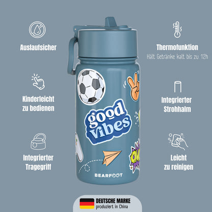 Thermo Kids' Stainless Steel Water Bottle - Purple Sticker