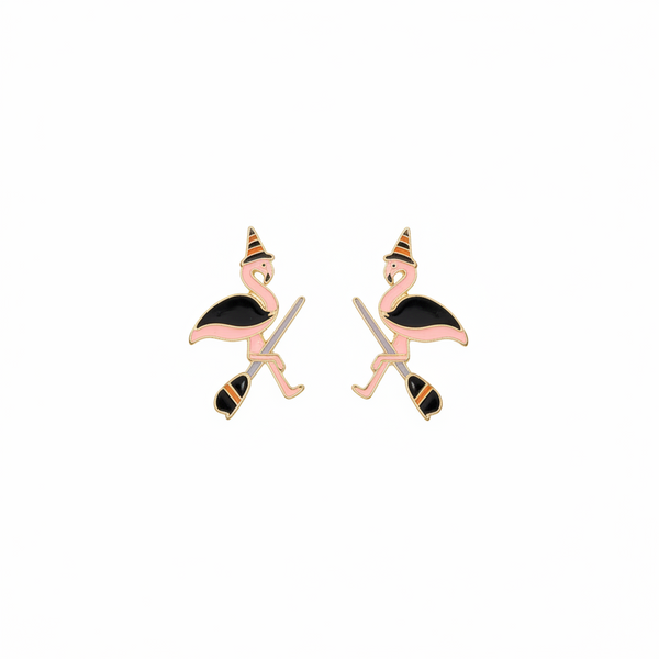 Boucles d'oreilles Flamant d'Halloween - Sorcière