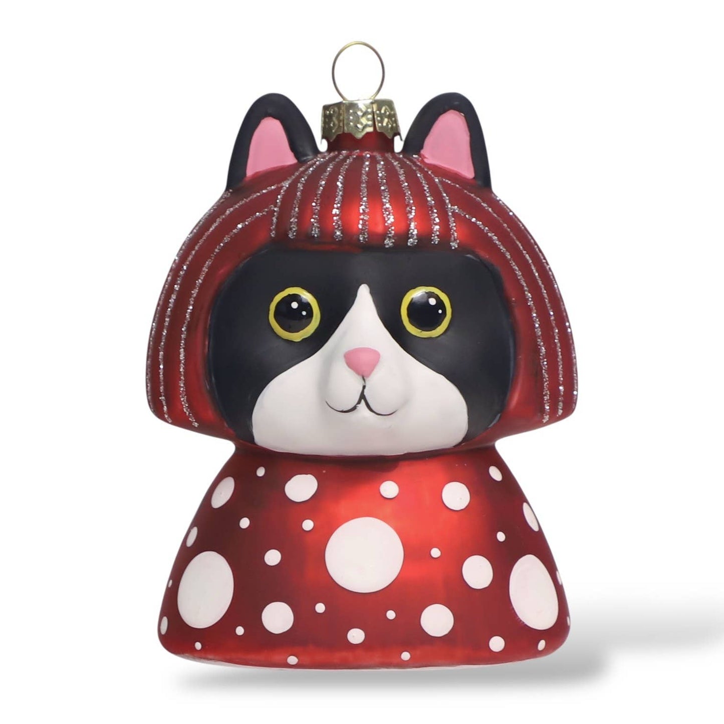 Boule de Noël Chat Blanc et Noir Yayoi Kusameow Kusama