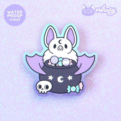 Pegatina holográfica de murciélago brujo