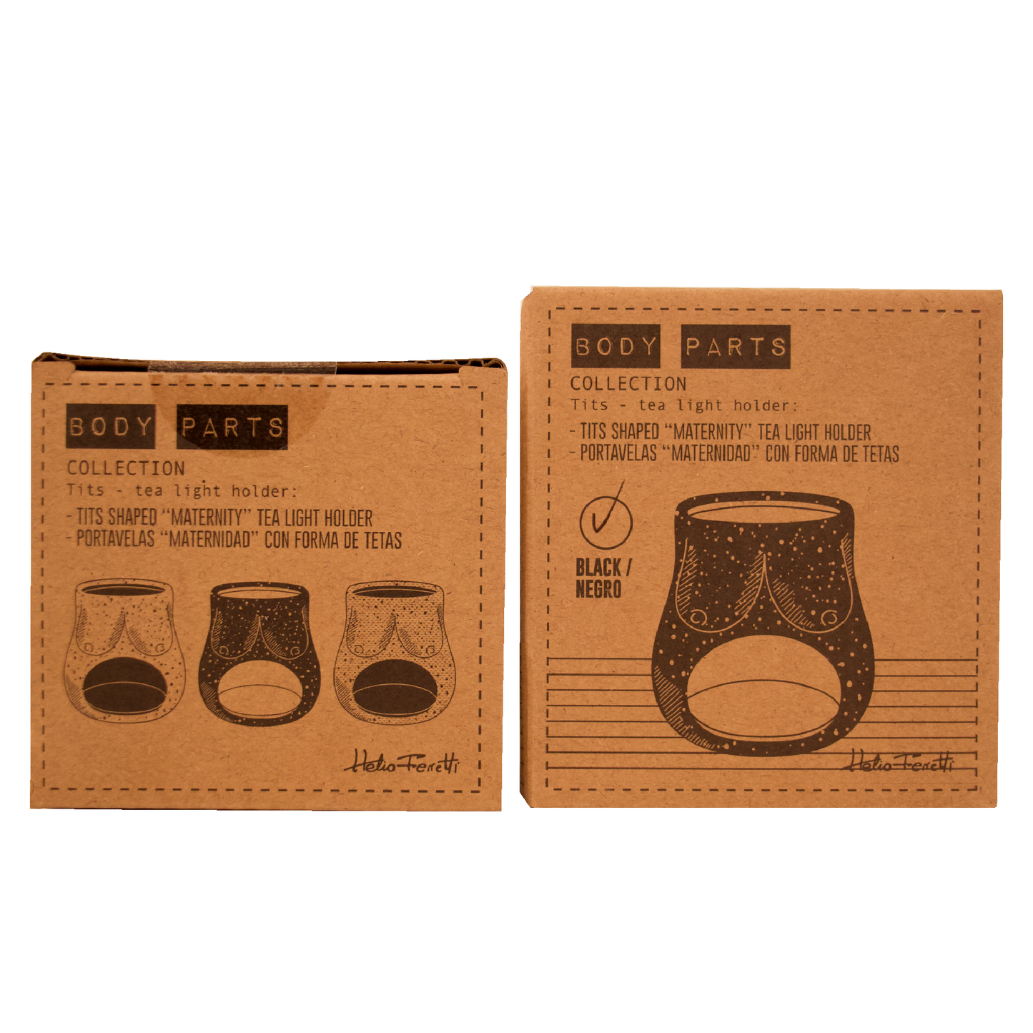 Bougeoir Ouverture Noir Tits Peint à la Main Helio Ferretti Vue 4