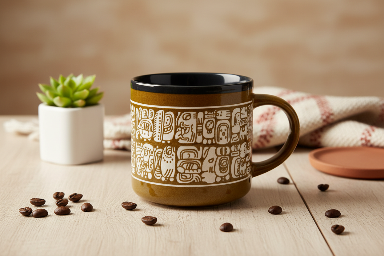 Taza con escritura maya (430 ml)