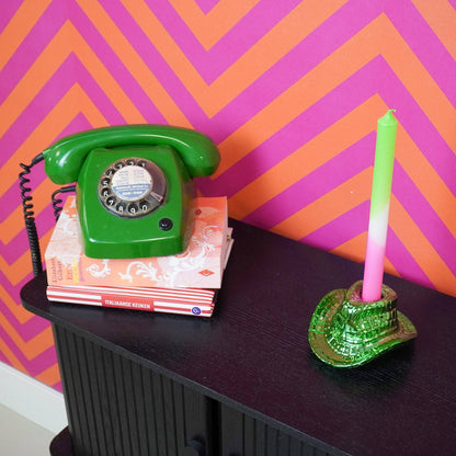 Portavelas - Sombrero de vaquero - Verde - 13,5 x 11 x 7 cm