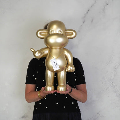 Ornament - Hanging Loose Monkey Figurine 'The Legend' - Polyresin - Gold - 33x21x50cm