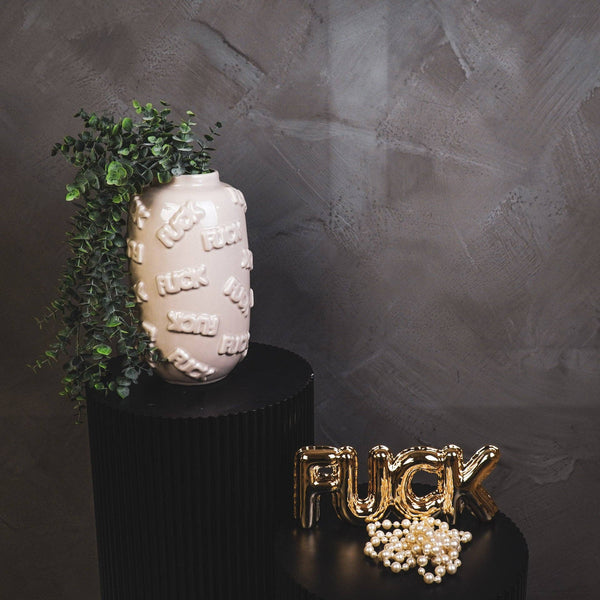 Vase - 'FUCK' - Céramique - Beige - 17x17x27cm