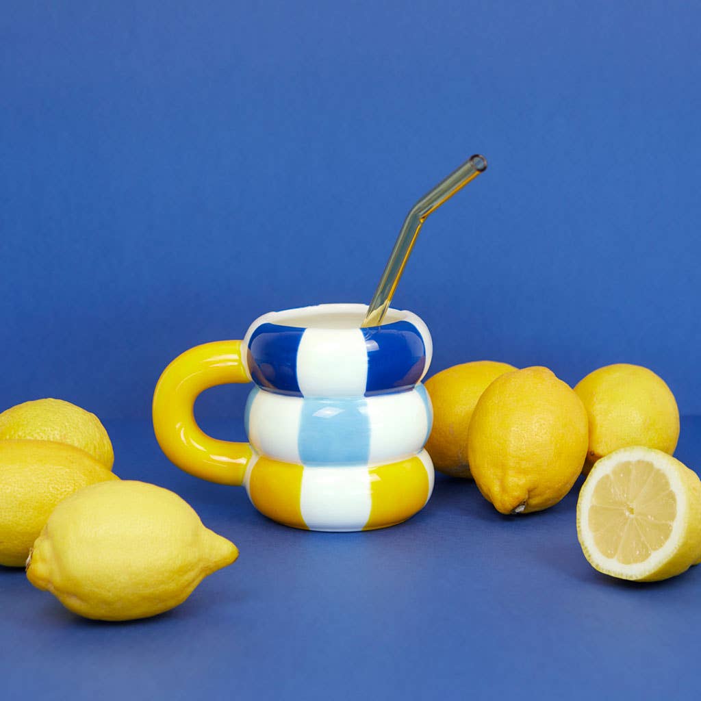 Caneca Floats, amarela, 300 ml, cerâmica