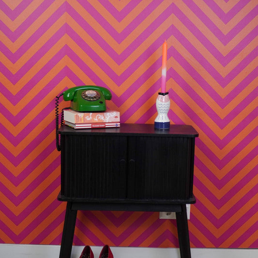 Bougeoir - Poisson - Bleu/Blanc/Rose - 7x7x16,5cm