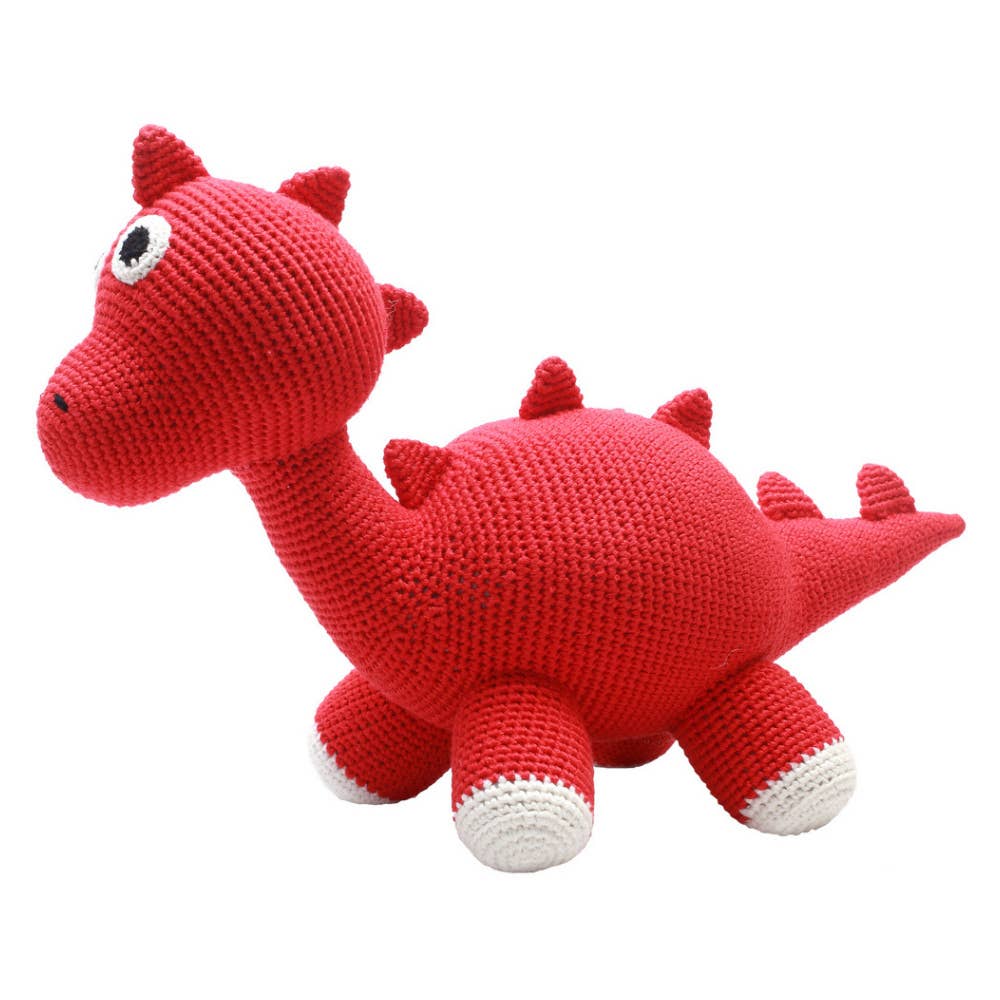 Doudou XXL dinosaure au crochet - Rouge