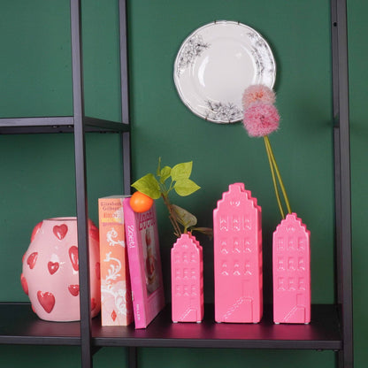 Vaso per fiori - Vaso per la casa - Ceramica - Rosa neon - 7,5x6x23 cm