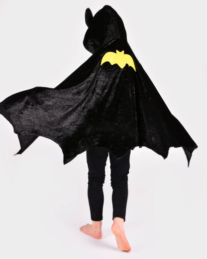 Cape de chauve-souris en velours noire 98-128 cl 3-8 ans