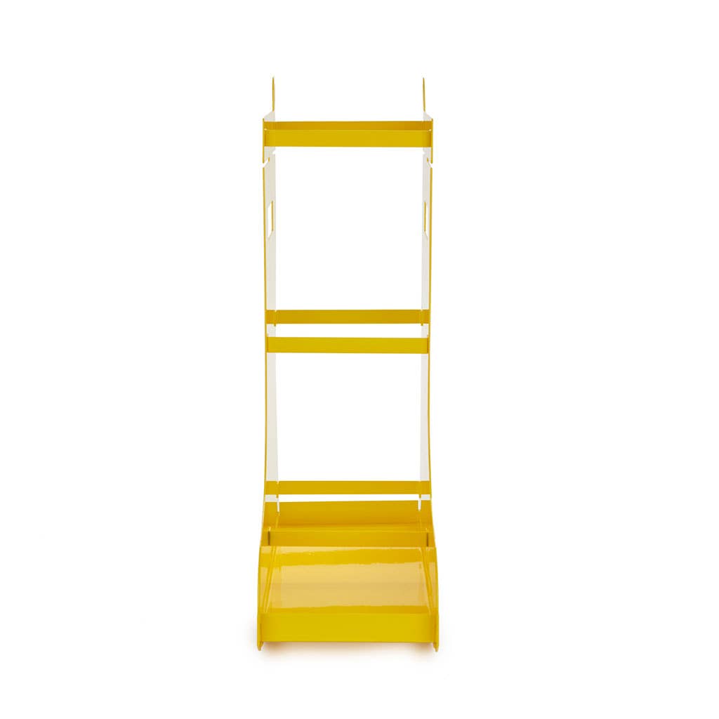 Umbrella stand, rain boots, yellow, metal