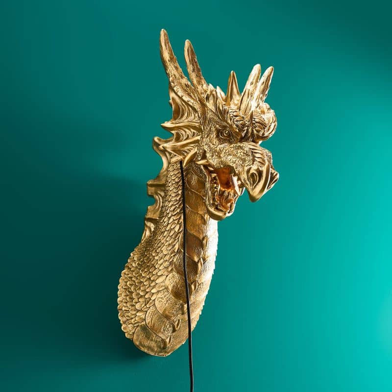 Lampada da parete Dragon Drake, oro, 66 x 27 x 41 cm
