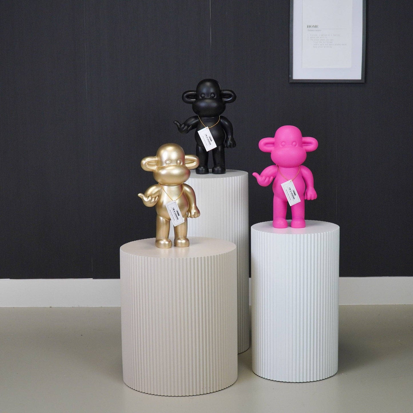 Ornement - Figurine Singe Hang Loose 'La Légende' - Polyrésine - Noir - 20,5x13,5x35cm